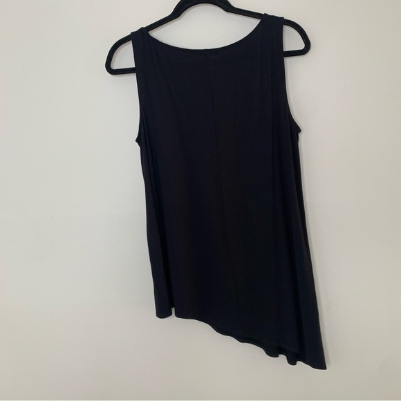 Eileen Fisher black asymmetrical hem sleeveless top - Picture 6 of 7